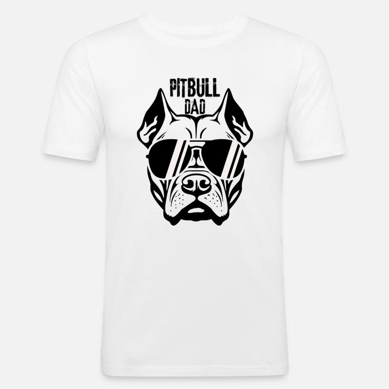 PITBULL DAD - Männer Slim Fit T-Shirt - Weiß