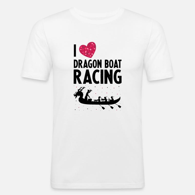 Drachenboot und Drachenboot Crew - Männer Slim Fit T-Shirt - Weiß