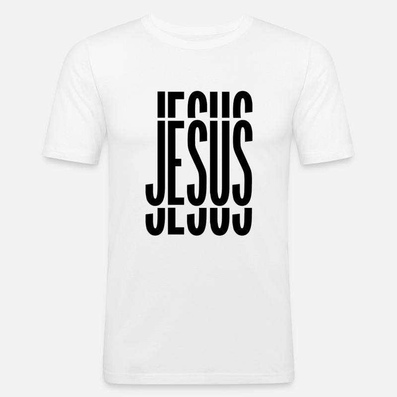 Jesus - Männer Slim Fit T-Shirt - Weiß
