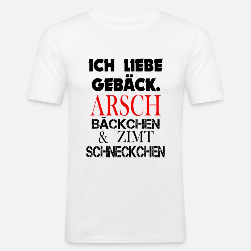 Arsch Bäckchen - Männer Slim Fit T-Shirt - Weiß