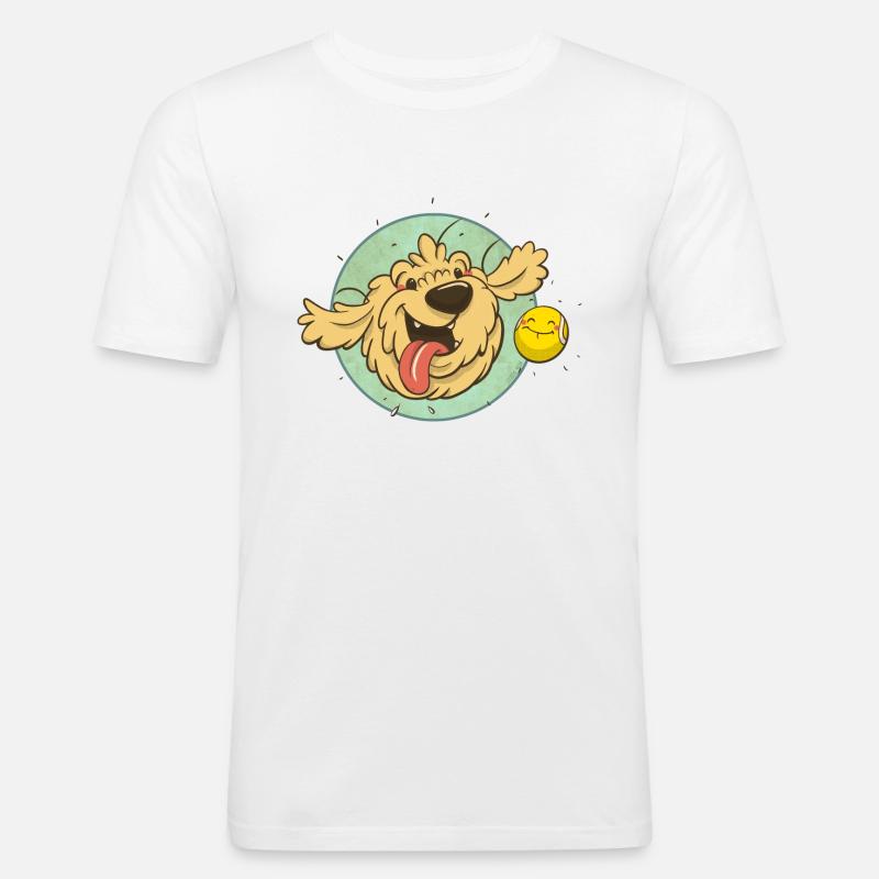 cockapoo Thor mit Tennisball - Männer Slim Fit T-Shirt - Weiß