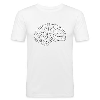 Gehirn - Männer Slim Fit T-Shirt - Weiß - Vorne - Nik (191cm)