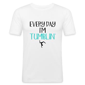 Turnerin Jeden Tag bin ich Tumblin ' - Männer Slim Fit T-Shirt - Weiß - Vorne - Nik (191cm)