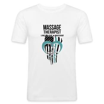 Massage Therapeut Geschenk Live Love Massage Massage - Männer Slim Fit T-Shirt - Weiß - Vorne - Nik (191cm)