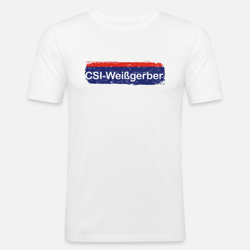 Weißgerber Polizei Forensiker - Männer Slim Fit T-Shirt - Weiß