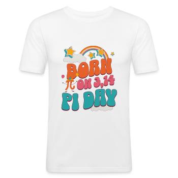 Né(e) le 3.14 PI Day 14 mars Joyeux anniversaire - T-shirt près du corps Homme - blanc - Devant - Nik (191cm)