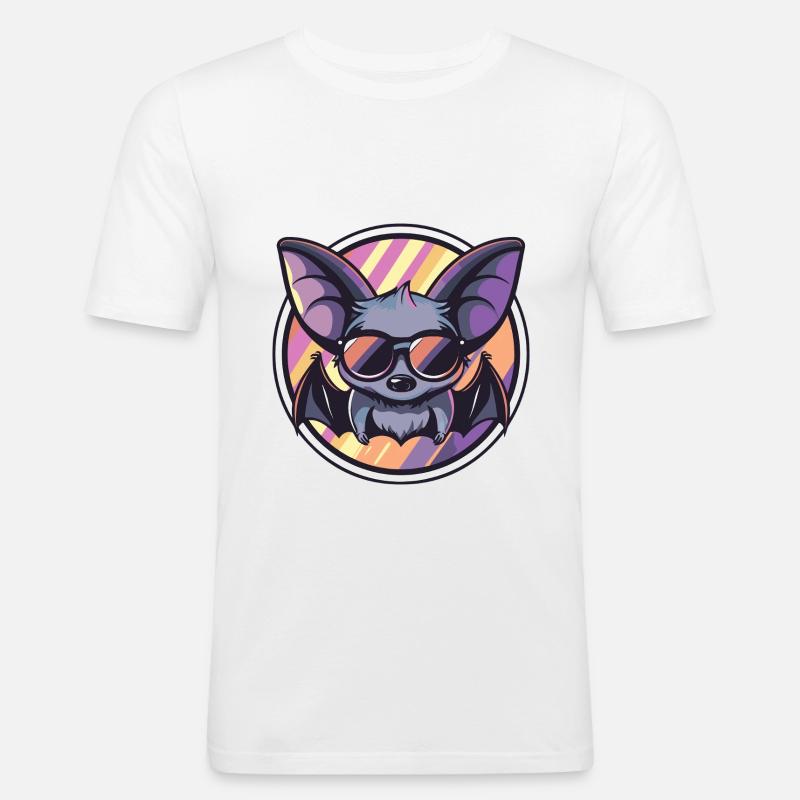 Fledermaus Cool Comic - Männer Slim Fit T-Shirt - Weiß