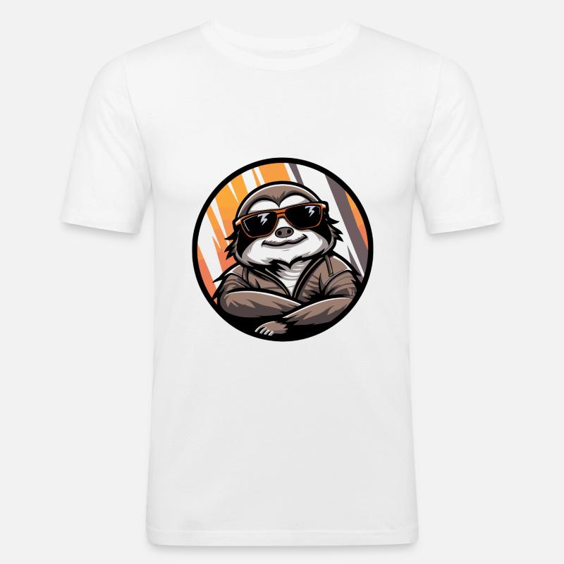 Sloth Cool Comic - Men's Slim Fit T-Shirt - white