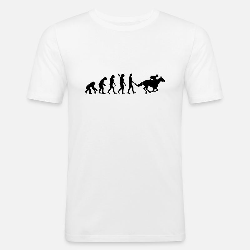 Évolution Course de chevaux - T-shirt près du corps Homme - blanc