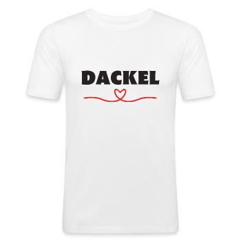 Dackel Dackelfreund Dackelliebe Hundemensch - Männer Slim Fit T-Shirt - Weiß - Vorne - Nik (191cm)
