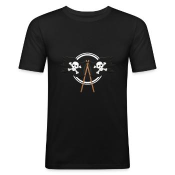Pirates drapeaux corsaire crâne os cadeau - T-shirt près du corps Homme - noir - Devant - Nik (191cm)