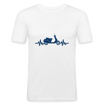 Heartbeat Motorrad - Motorroller Mofa Moped - Männer Slim Fit T-Shirt - Weiß - Vorne - Nik (191cm)