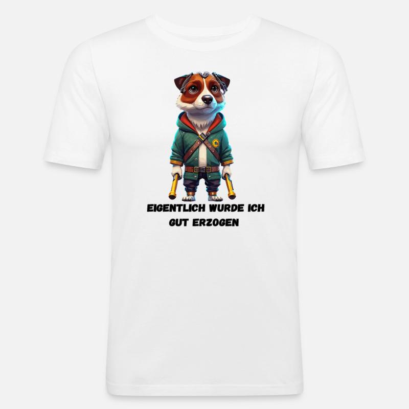 Unerwartet brav: Eigentlich gut erzogen? - Männer Slim Fit T-Shirt - Weiß