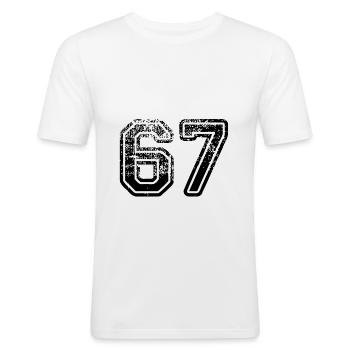 67 - Männer Slim Fit T-Shirt - Weiß - Vorne - Nik (191cm)