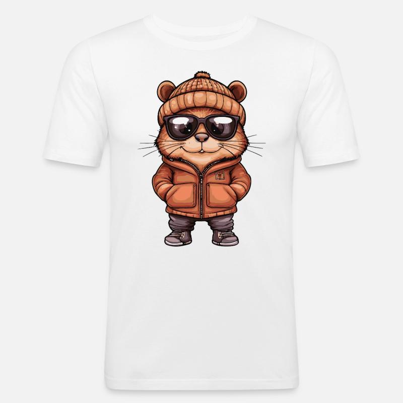 Beaver Cool Comic - Men's Slim Fit T-Shirt - white