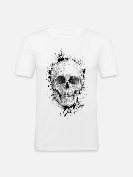 Crâne - T-shirt près du corps Homme - blanc