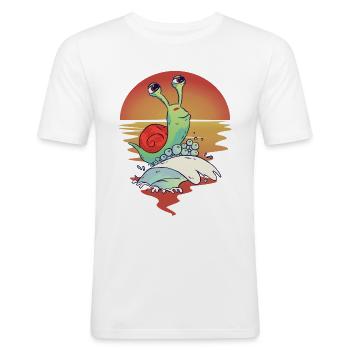 slug - Men's Slim Fit T-Shirt - white - Front - Nik (191cm)