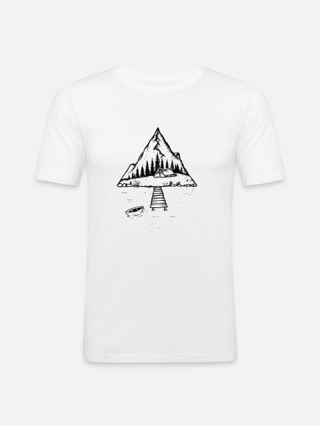 Camping am See - Männer Slim Fit T-Shirt - Weiß