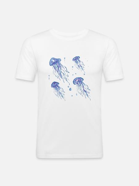 Qualle - Männer Slim Fit T-Shirt - Weiß