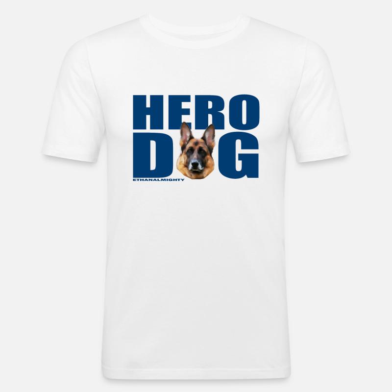 Heldenhund EthanAllmächtig - Männer Slim Fit T-Shirt - Weiß