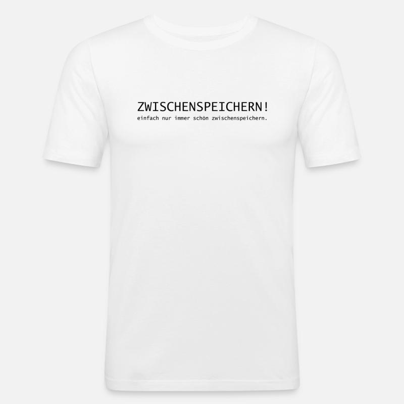 Zwischenspeichern! einfach immer schön speichern. - Männer Slim Fit T-Shirt - Weiß