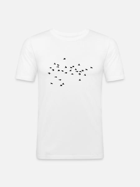 Flying Birds / Fliegende Vögel - Männer Slim Fit T-Shirt - Weiß
