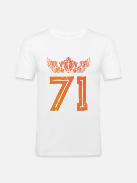 71 Zahl Krone - Männer Slim Fit T-Shirt - Weiß