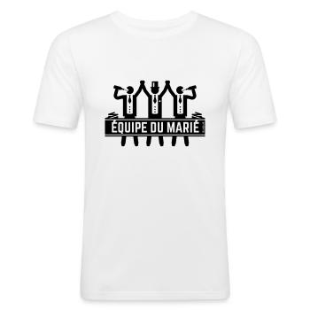 Équipe Du Marié Enterrement De Vie De Jeune Garçon - T-shirt près du corps Homme - blanc - Devant - Nik (191cm)