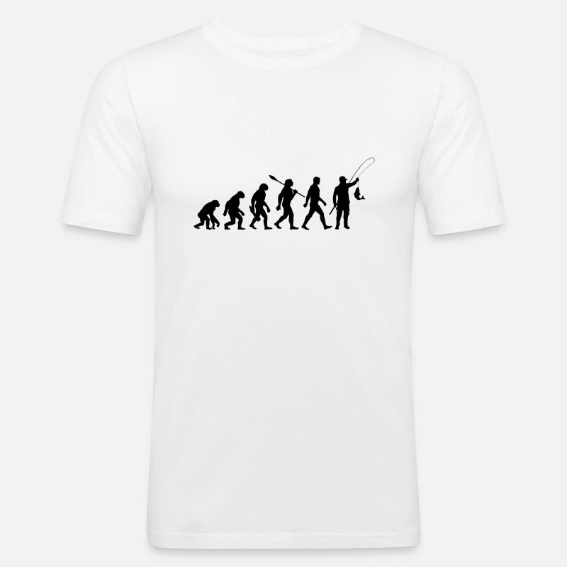 Evolution - Pêche - Pêcheurs - Pêcher - T-shirt près du corps Homme - blanc