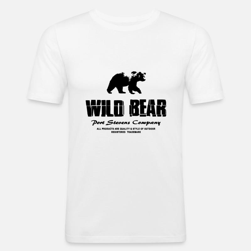 Wild Bear - Männer Slim Fit T-Shirt - Weiß