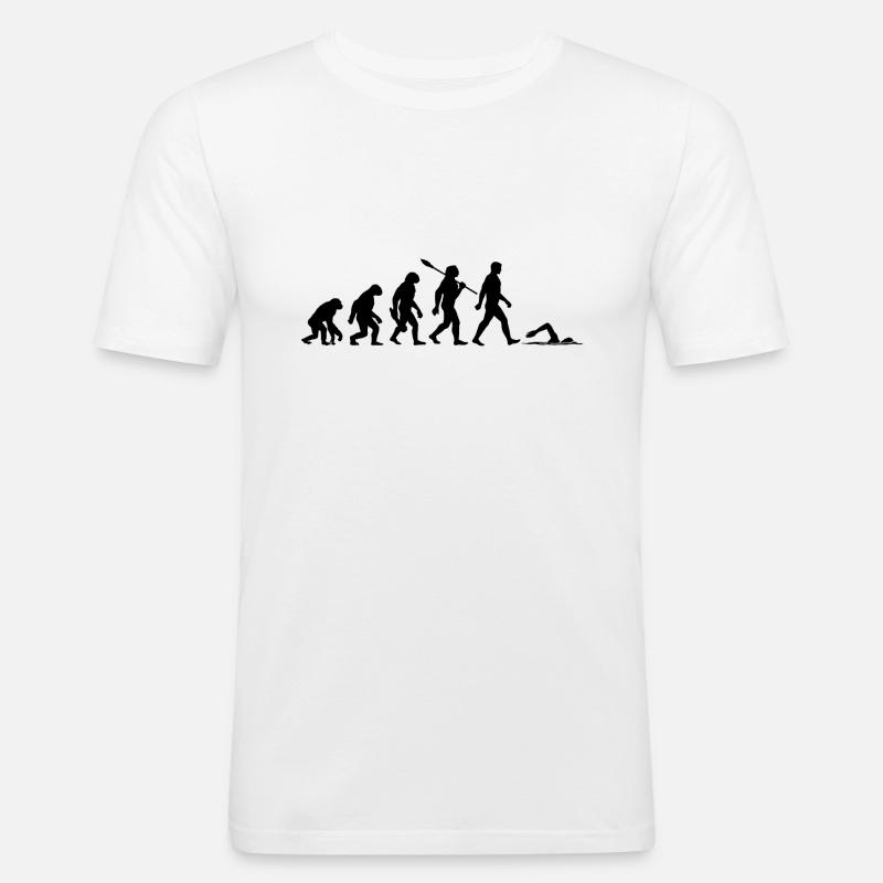 Evolution - Schwimmen - Wassersport - Männer Slim Fit T-Shirt - Weiß