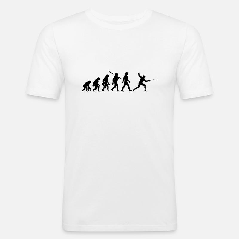 Evolution - Fechten - Fechter - Kampfsport - Männer Slim Fit T-Shirt - Weiß