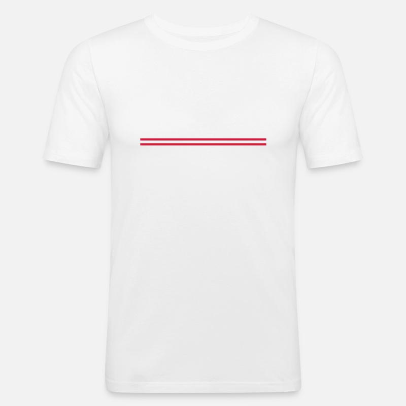 2 Linien - Männer Slim Fit T-Shirt - Weiß