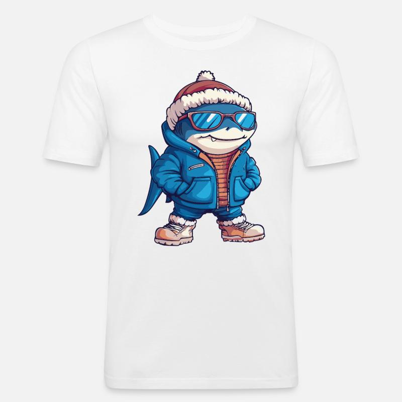 Hai Cool Comic - Männer Slim Fit T-Shirt - Weiß