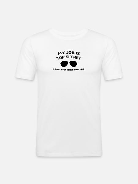 Top geheim agent: humoristische baan - Mannen slim fit T-shirt - wit