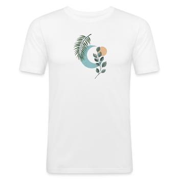 Lune Botanique Soleil Sérénité - T-shirt près du corps Homme - blanc - Devant - Nik (191cm)
