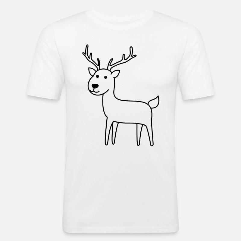 Hirsch Comic Tier - Männer Slim Fit T-Shirt - Weiß