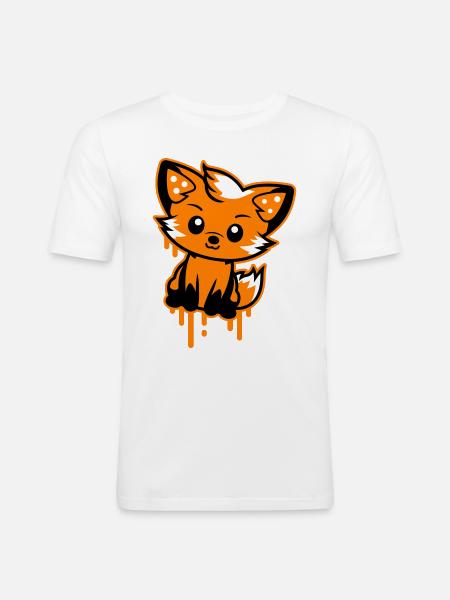 Fuchs Comic - Männer Slim Fit T-Shirt - Weiß