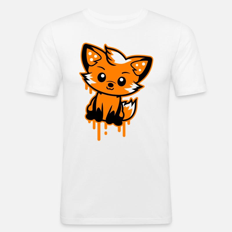 Fuchs Comic - Männer Slim Fit T-Shirt - Weiß