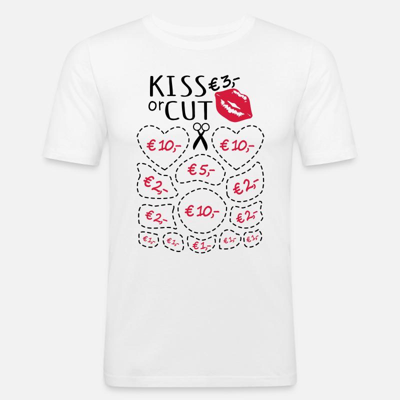 Junggesellenabschied Küssen oder Ausschneiden - Männer Slim Fit T-Shirt - Weiß