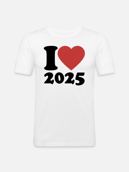 Jeg elsker 2025 - Hjerte - Godt nytår - Herre Slim Fit T-Shirt - hvid