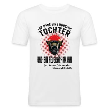 Vater Feuerwehrmann Und Tochter - Männer Slim Fit T-Shirt - Weiß - Vorne - Nik (191cm)