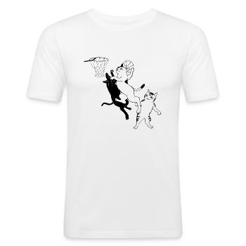 Chat Basket Sport - T-shirt près du corps Homme - blanc - Devant - Nik (191cm)