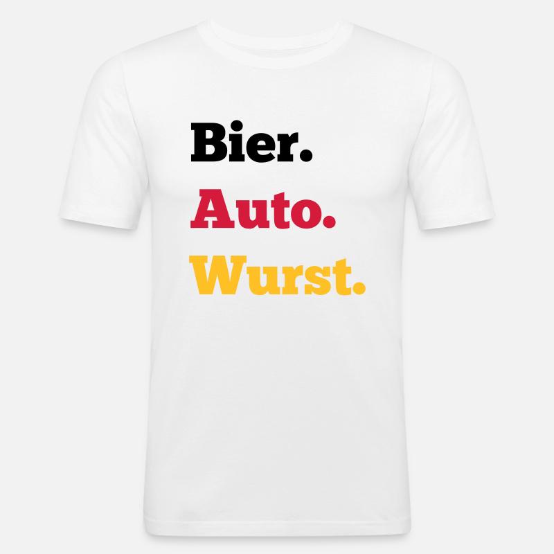 Bier Auto Wurst - Männer Slim Fit T-Shirt - Weiß