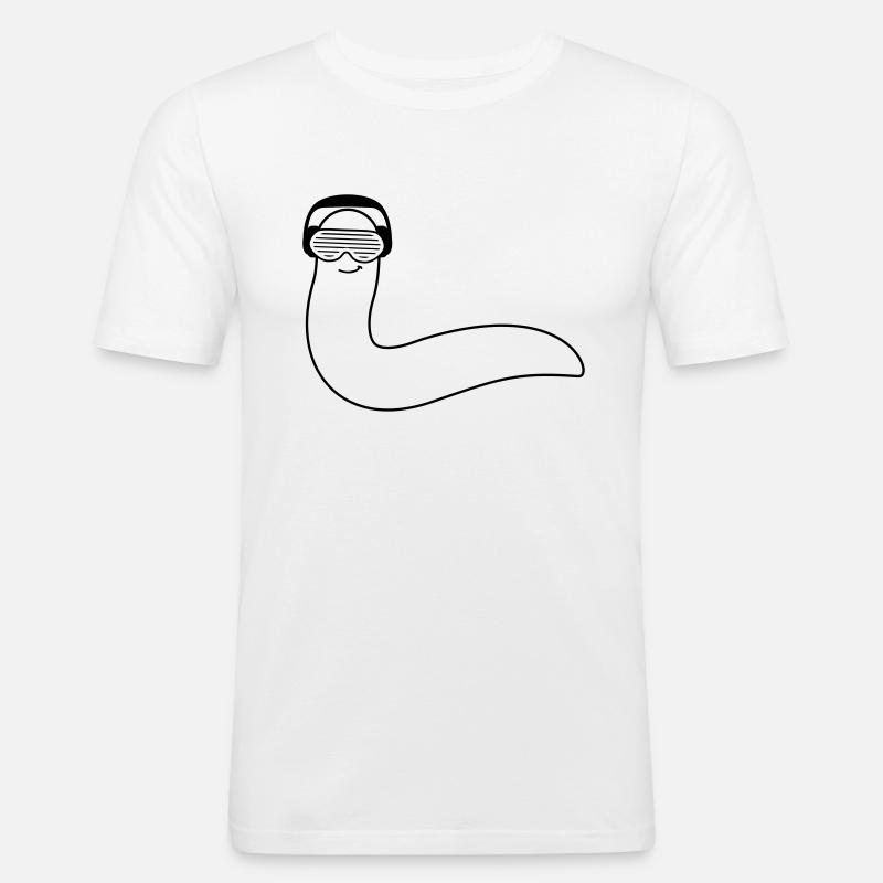 funky_dj_worm - Männer Slim Fit T-Shirt - Weiß