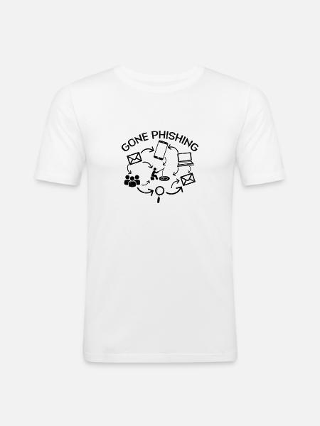 Gone Phishing Funny Computer Cybersecurity - - Men's Slim Fit T-Shirt - white