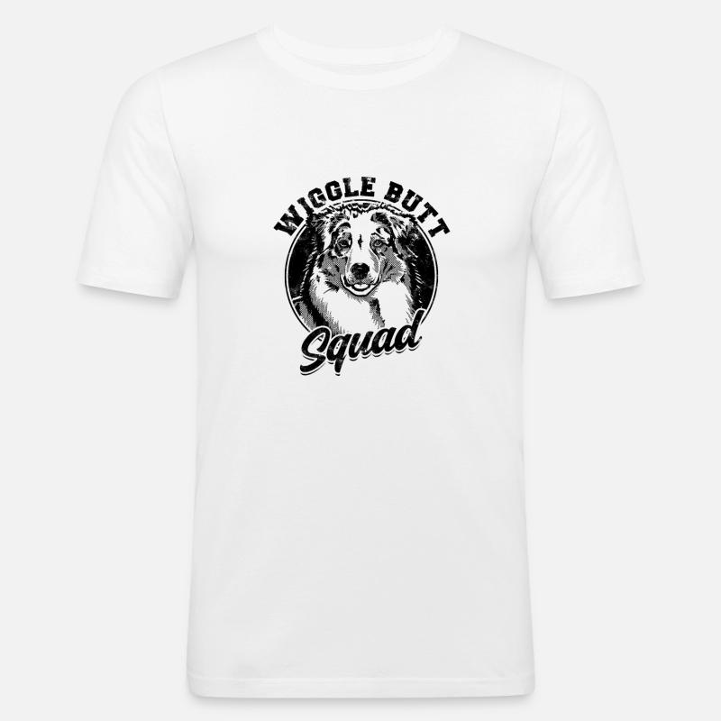 Wiggle Butt Squad - aussie dog - Men's Slim Fit T-Shirt - white