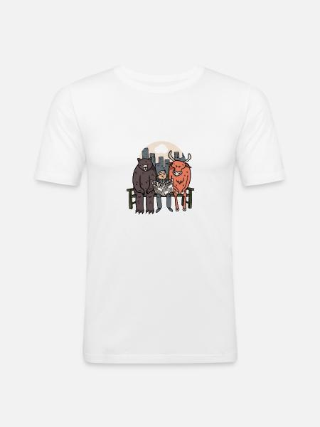 Bull And Bear - Funny Crypto/Stocks - Men's Slim Fit T-Shirt - white