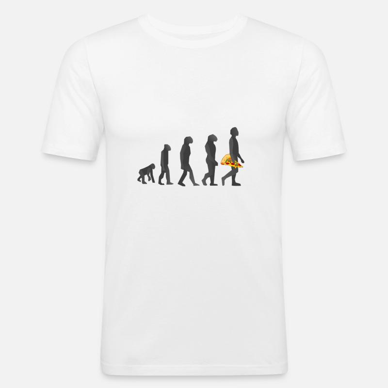 Pizza Evolution - Männer Slim Fit T-Shirt - Weiß