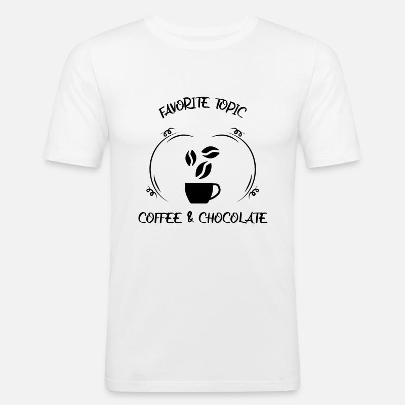 Kaffee Espresso Käffchen & Schokolade - Männer Slim Fit T-Shirt - Weiß